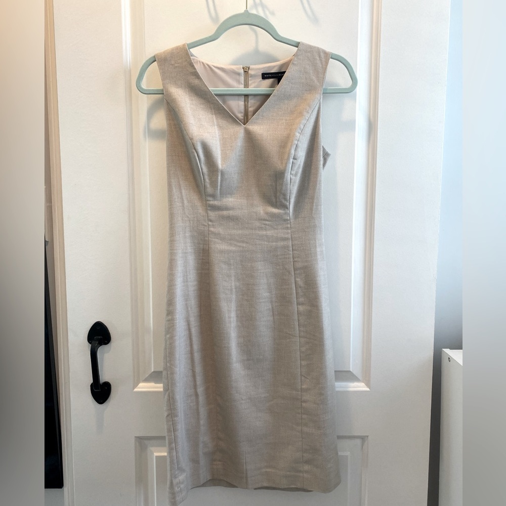 WHBM matchback work sheath dress (biscotti combo, size 2) — never worn